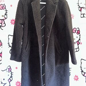 ChloeXHallie PINK Collab//Black Teddy Jacket Cozy Outerwear